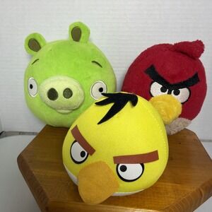 Angry Birds Plush Lot Red Yellow Bird & Green Pig Stuffed Toys‎